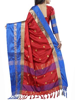 Zari motifs woven saree with blouse - 15604164 - Standard Image - 2