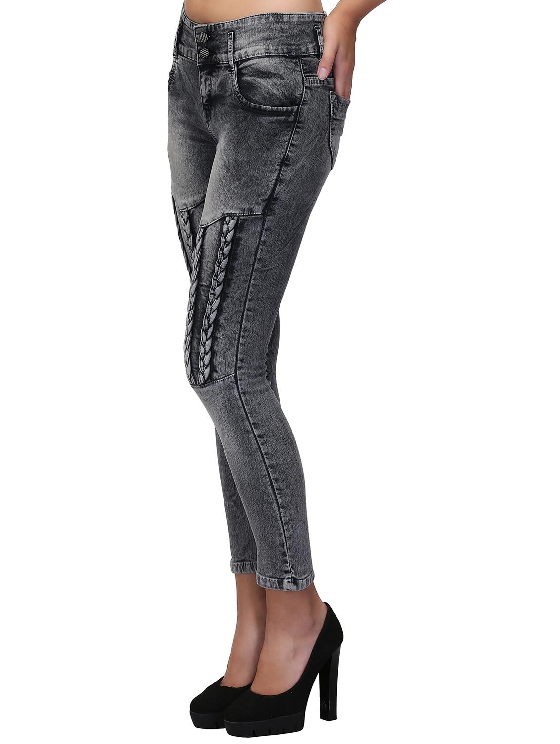 braid weave stone washed jeans - 15604538 - Zoom Image - 2