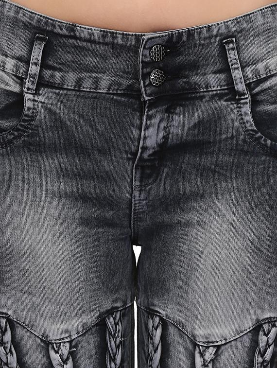 braid weave stone washed jeans - 15604538 - Zoom Image - 5