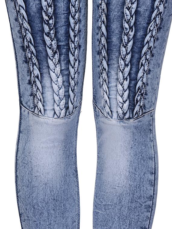 braid weave stone washed jeans - 15604541 - Zoom Image - 5