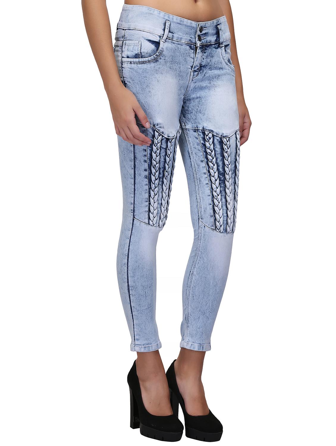 braid weave stone washed jeans - 15604546 - Zoom Image - 2