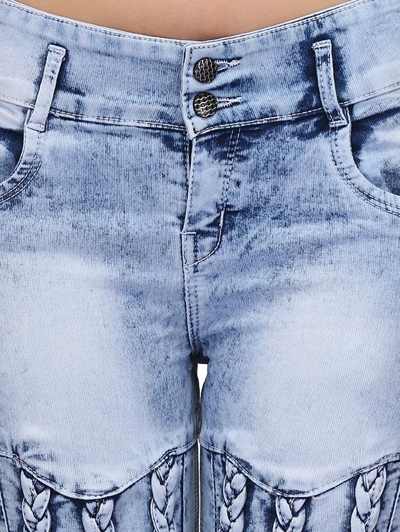 braid weave stone washed jeans - 15604546 - Zoom Image - 5