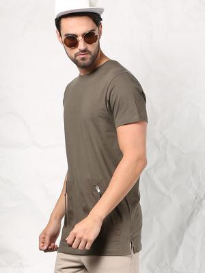 olive green cotton t-shirt - 15604856 - Standard Image - 2