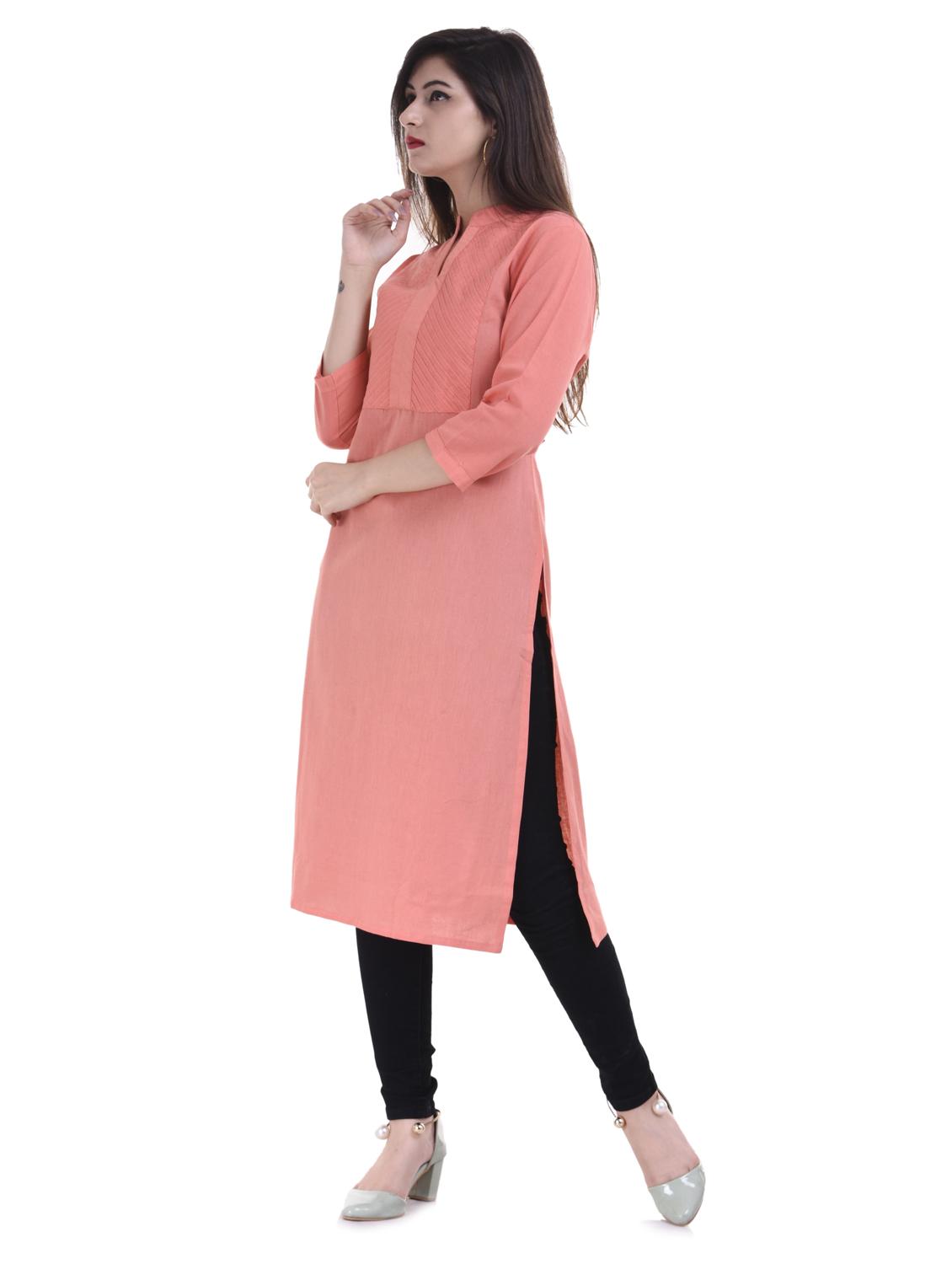 Pintucks straight kurta - 15605809 - Zoom Image - 2