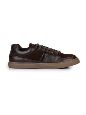 brown leatherette lace up sneakers - 15606352 - Standard Image - 2