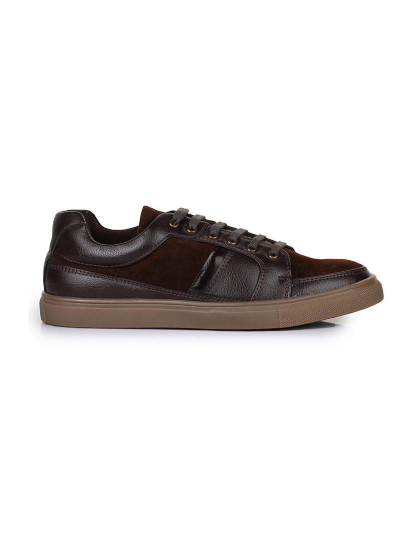 brown leatherette lace up sneakers - 15606352 - Zoom Image - 2