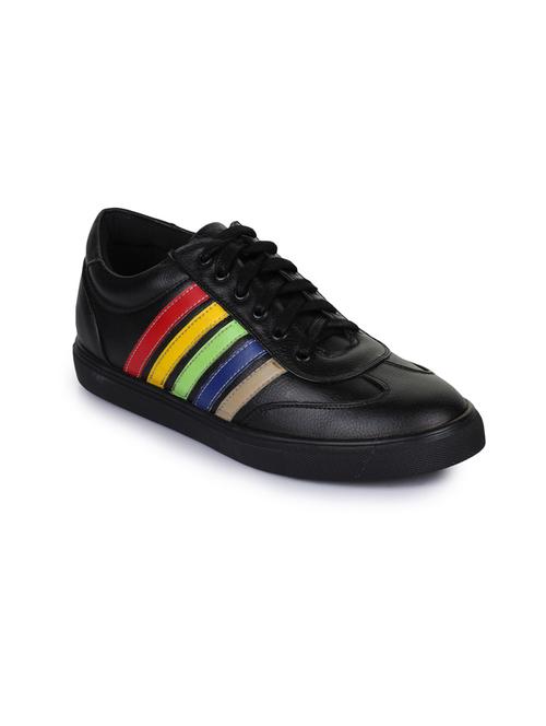 black leatherette lace up sneakers - 15606353 - Standard Image - 1