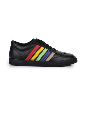 black leatherette lace up sneakers - 15606353 - Standard Image - 2