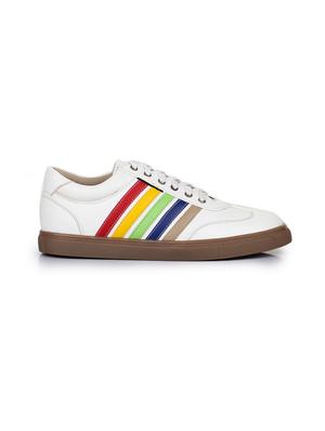 white leatherette lace up sneakers - 15606354 - Standard Image - 2