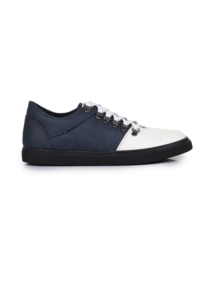 navy leatherette lace up sneakers - 15606357 - Zoom Image - 2