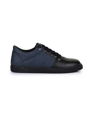 navy leatherette lace up sneakers - 15606359 - Standard Image - 2