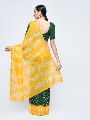 Zari bordered bandhani saree with blouse - 15606516 - Standard Image - 2