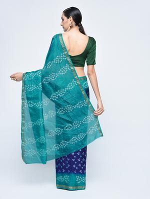 Zari bordered bandhani saree with blouse - 15606523 - Standard Image - 2