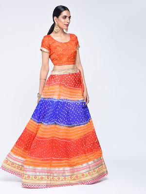 Bandhani flared lehenga set - 15606529 - Standard Image - 2