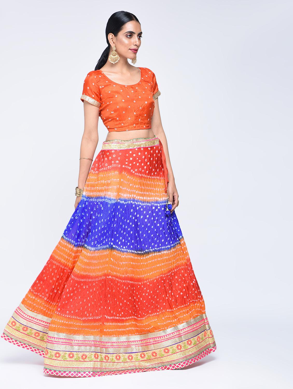 Bandhani flared lehenga set - 15606529 - Zoom Image - 2