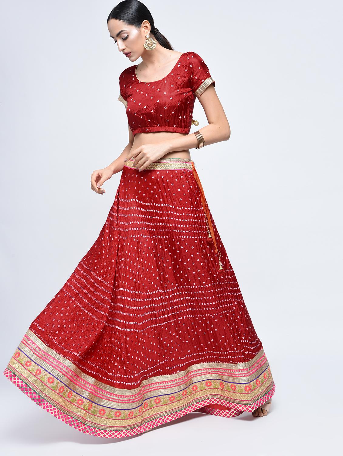 bandhani flared lehenga set - 15606530 - Zoom Image - 2