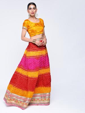 Bandhani flared lehenga set - 15606531 - Standard Image - 2