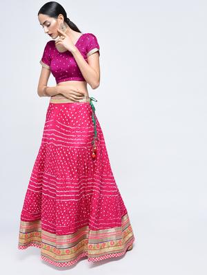 Bandhani flared lehenga set - 15606537 - Standard Image - 2