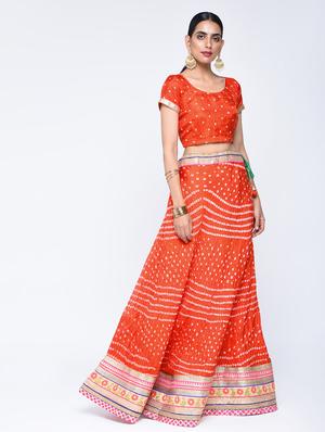 Bandhani flared lehenga set - 15606538 - Standard Image - 2