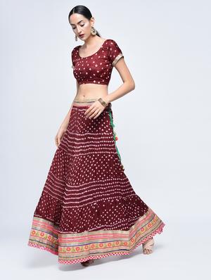 Bandhani flared lehenga set - 15606541 - Standard Image - 2