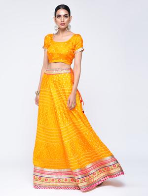 Bandhani flared lehenga set - 15606542 - Standard Image - 2