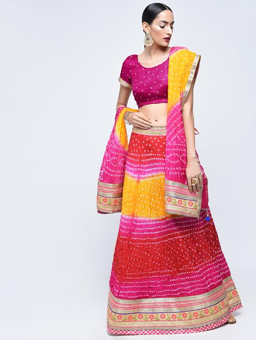 Bandhani flared lehenga set - 15606543 - Standard Image - 1