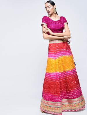 Bandhani flared lehenga set - 15606543 - Standard Image - 2
