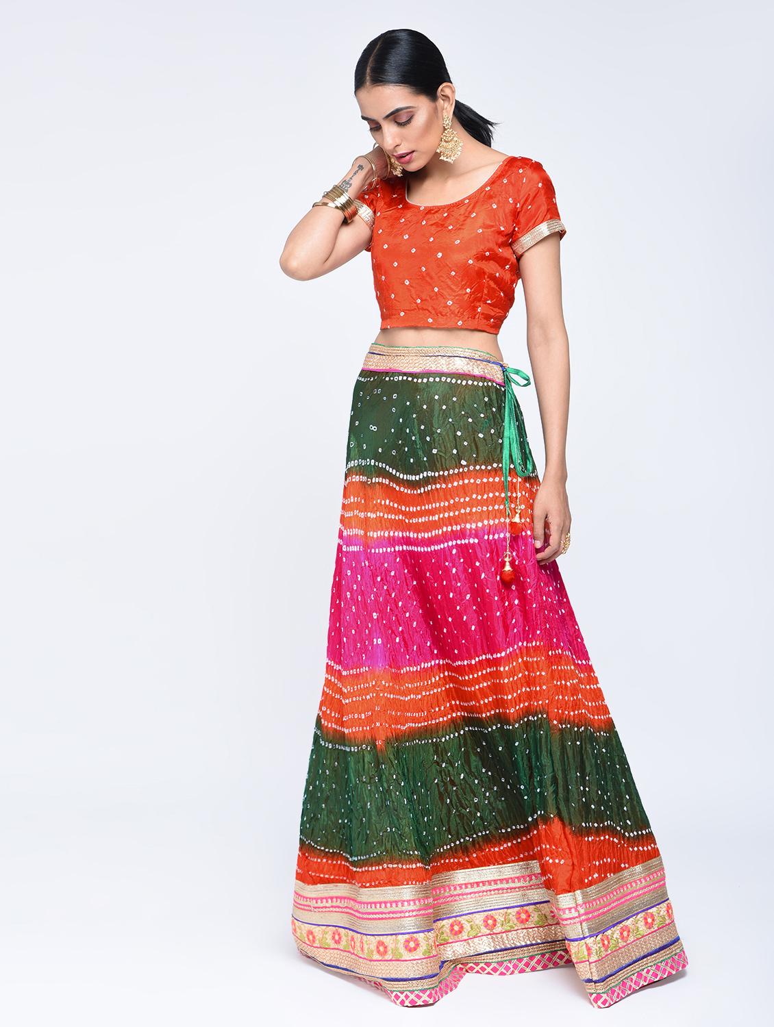 bandhani flared lehenga set - 15606544 - Zoom Image - 2