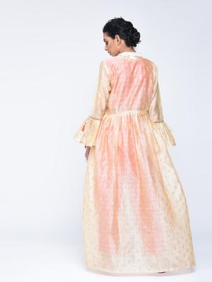 Bell sleeved chanderi top pant with shrug set - 15606721 - Standard Image - 2
