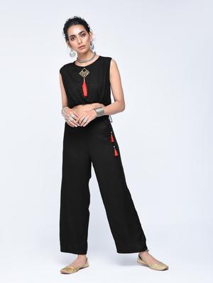 Bell sleeved chanderi top pant with shrug set - 15606722 - Standard Image - 5