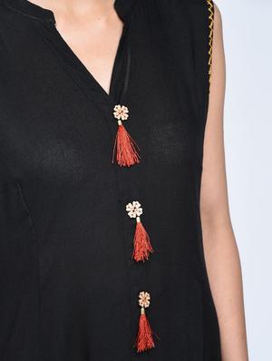 a-line pocket kurta with tassels - 15606724 - Standard Image - 5