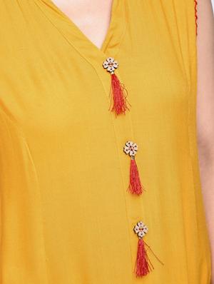 A-line pocket kurta with tassels - 15606725 - Standard Image - 5
