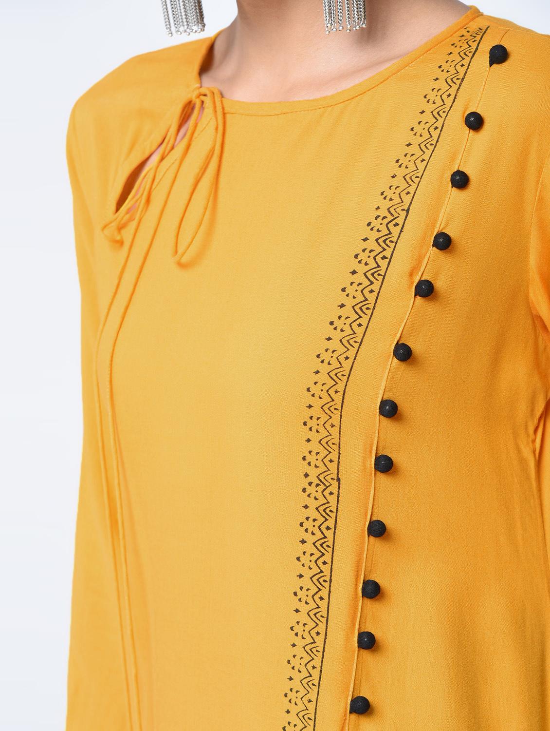 A-line slit kurta with draw string - 15606726 - Zoom Image - 5
