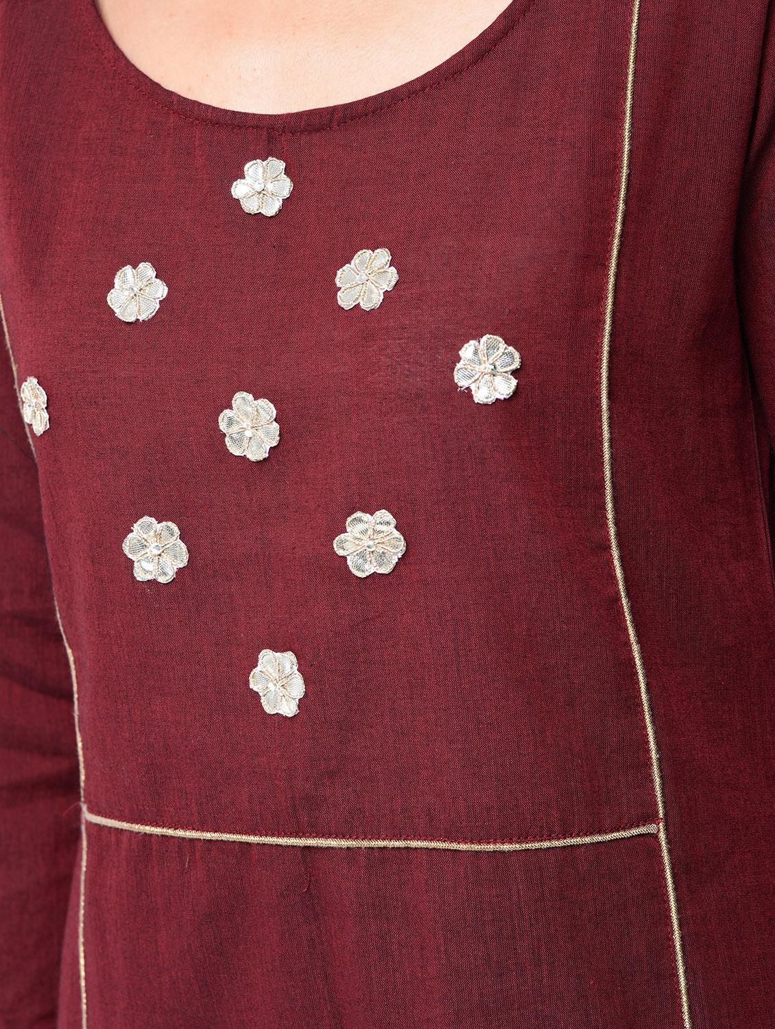Gota work chanderi kurta with pant set - 15606729 - Zoom Image - 5