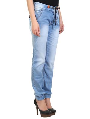 drawstring waist stone washed jeans - 15607329 - Standard Image - 2