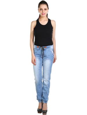 drawstring waist stone washed jeans - 15607329 - Standard Image - 5