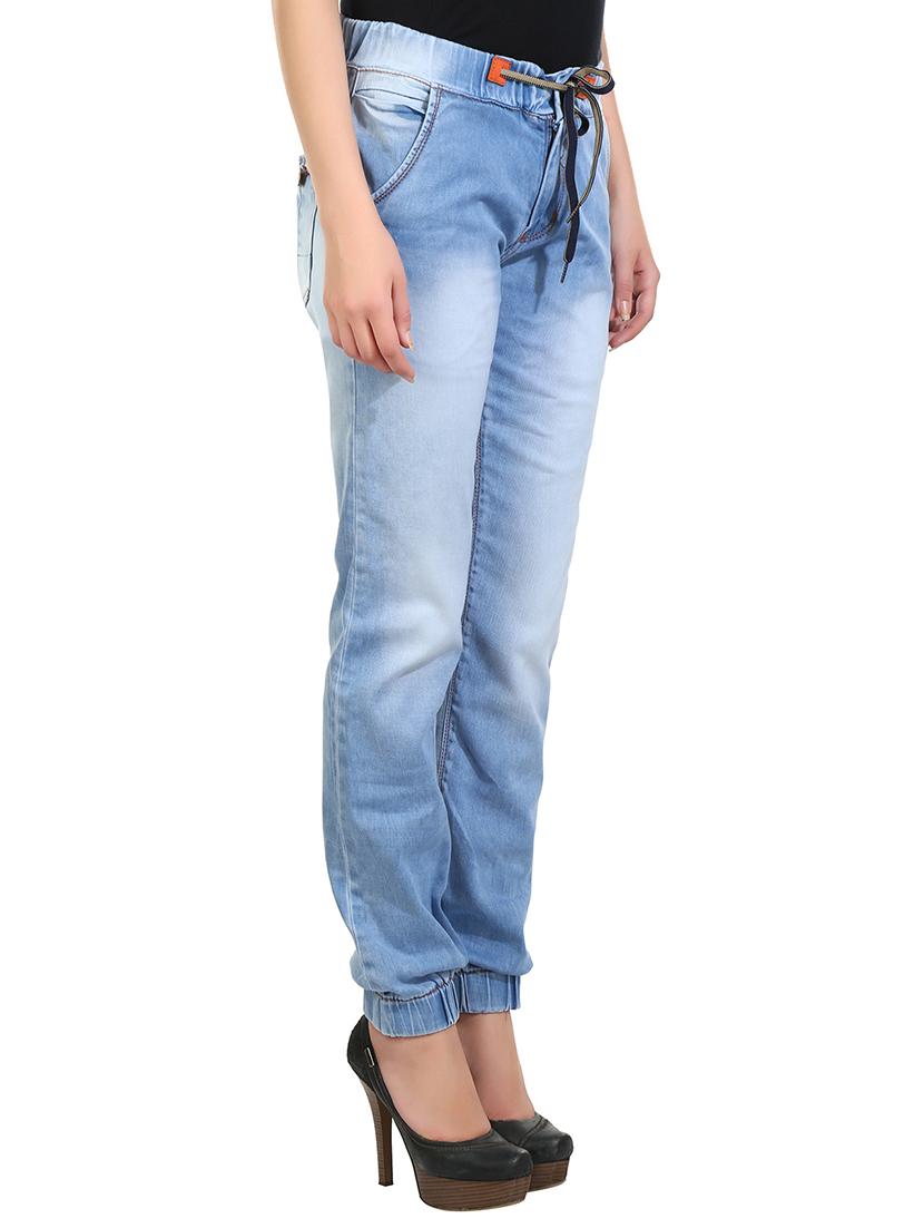 drawstring waist stone washed jeans - 15607329 - Zoom Image - 2