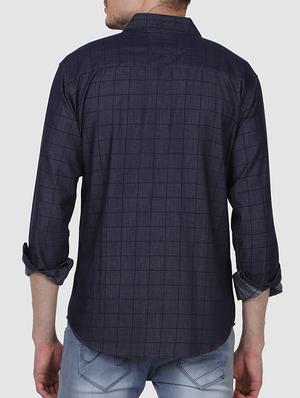 navy blue cotton casual shirt - 15607406 - Standard Image - 2