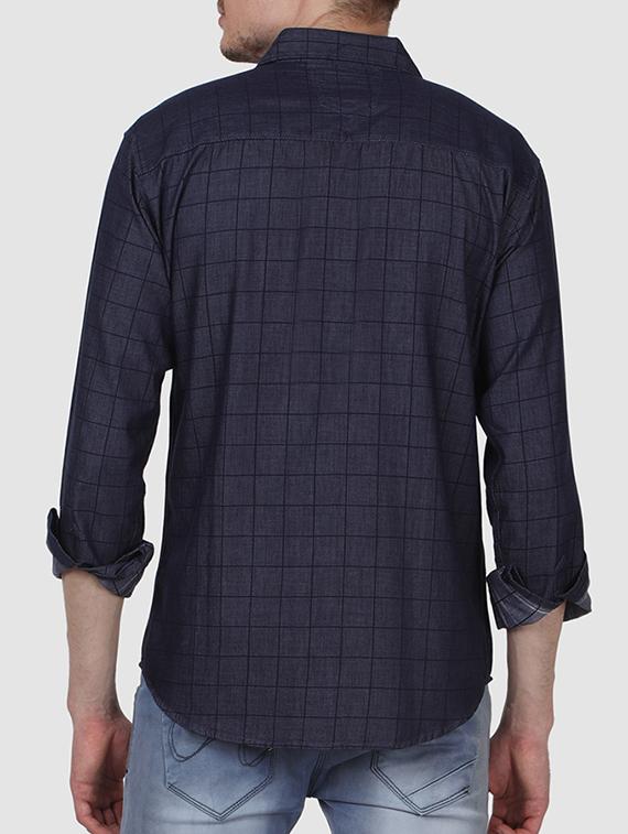 navy blue cotton casual shirt - 15607406 - Zoom Image - 2