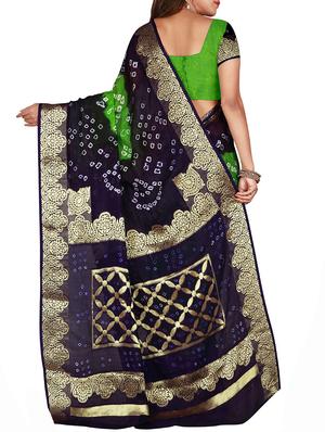Zari bordered bandhani saree with blouse - 15607505 - Standard Image - 2