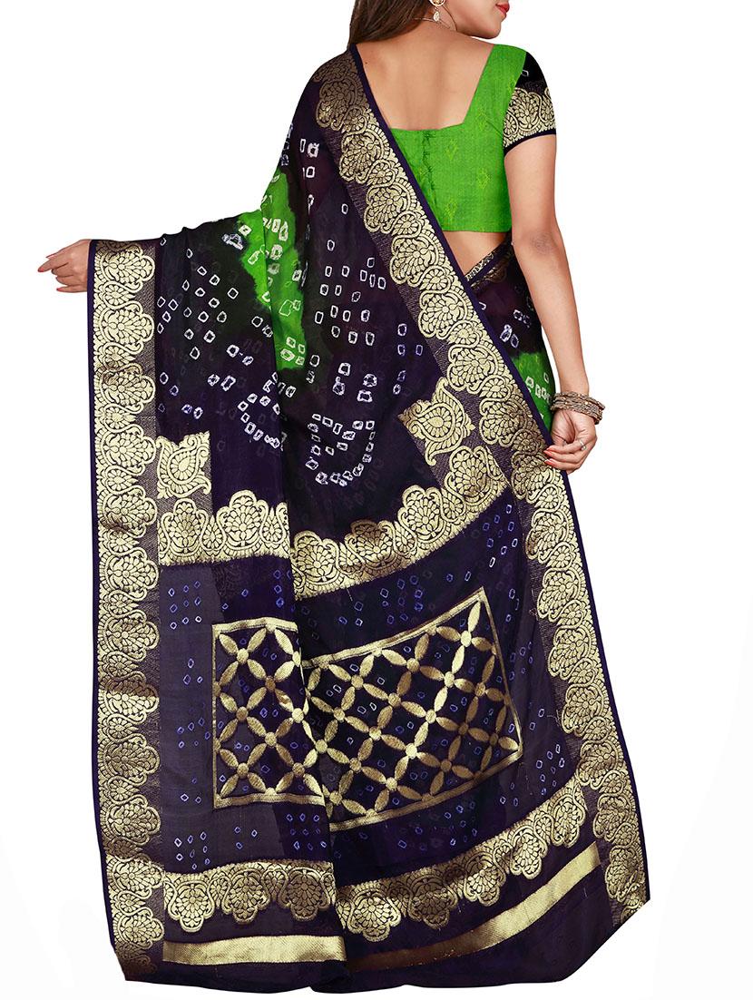Zari bordered bandhani saree with blouse - 15607505 - Zoom Image - 2
