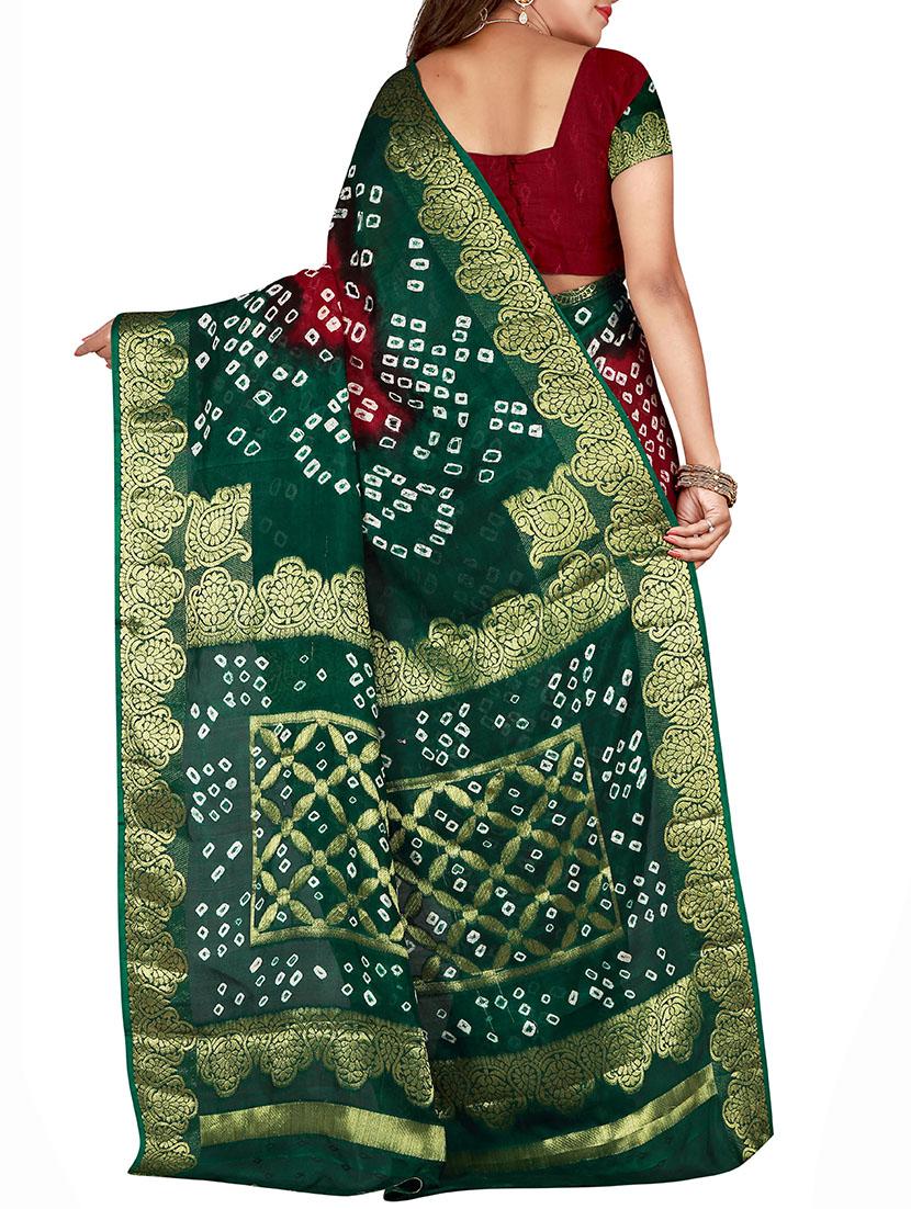 Zari bordered bandhani saree with blouse - 15607509 - Zoom Image - 2