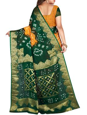 Zari bordered bandhani saree with blouse - 15607510 - Standard Image - 2