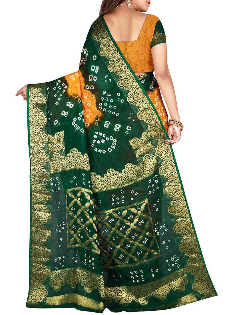 Zari bordered bandhani saree with blouse - 15607510 - Zoom Image - 2