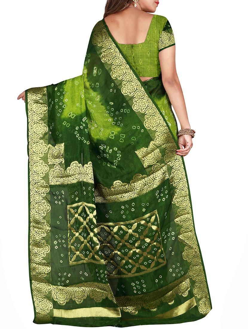 Zari bordered bandhani saree with blouse - 15607512 - Zoom Image - 2