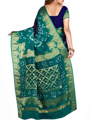 Zari bordered bandhani saree with blouse - 15607514 - Standard Image - 2