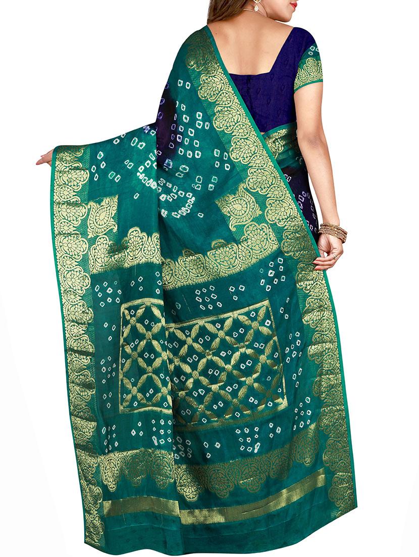 Zari bordered bandhani saree with blouse - 15607514 - Zoom Image - 2