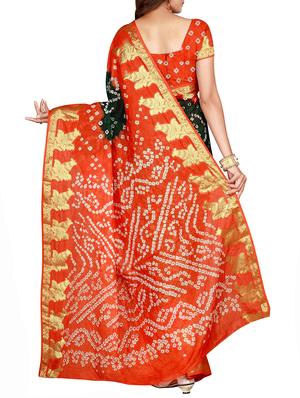 Zari bordered bandhani saree with blouse - 15607516 - Standard Image - 2