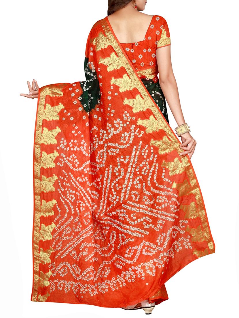 Zari bordered bandhani saree with blouse - 15607516 - Zoom Image - 2
