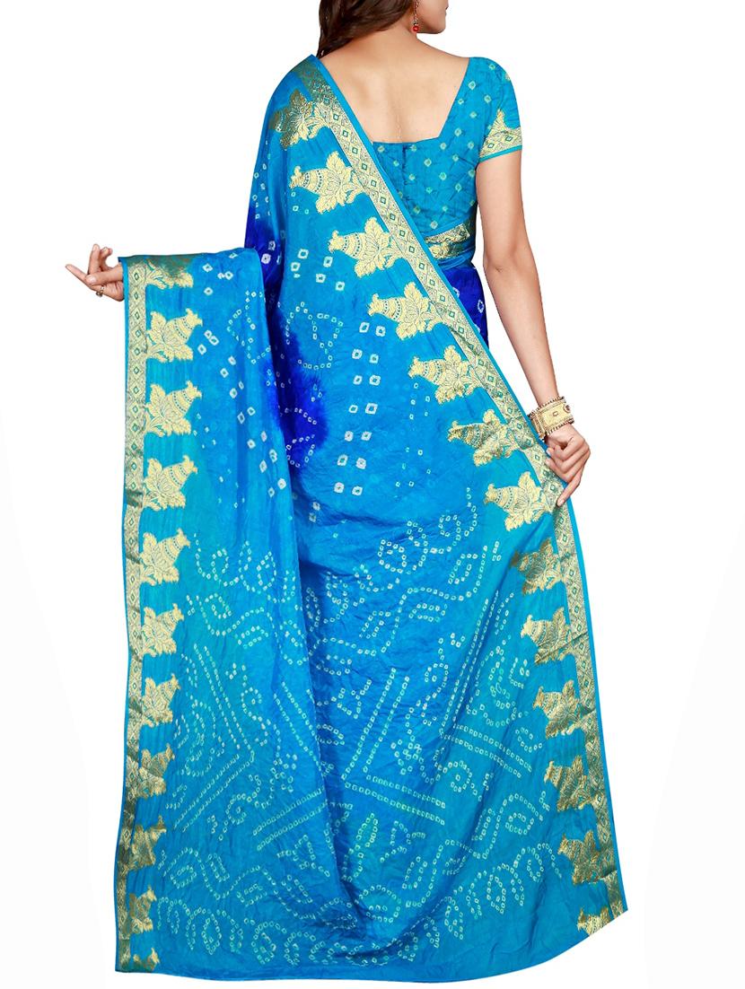 Zari bordered bandhani saree with blouse - 15607517 - Zoom Image - 2
